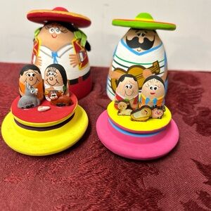 Southwestern Mexican Mini Folk Art Nativity Scene Colorful
